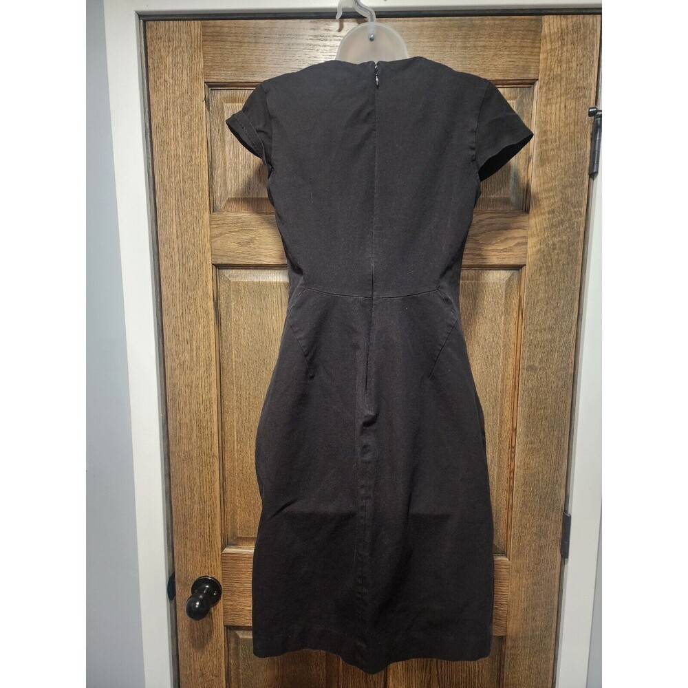 Banana Republic Black Denim Dress Size 6 Cotton Blend Back Zip - Picture 3 of 7